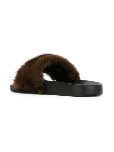 givenchy mink fur slides|givenchy flat mules.